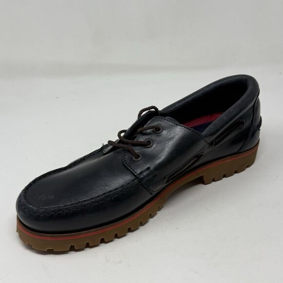 Tommy Hilfiger Lug Sole Boat Shoes Mens 11.5 Blue Leather 3 Eye Chunky Prepcore - Picture 10 of 16